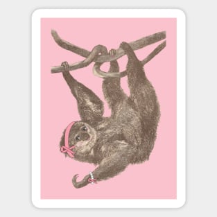 Lispe Sloth Pink Breast Cancer Awareness Warrior Magnet